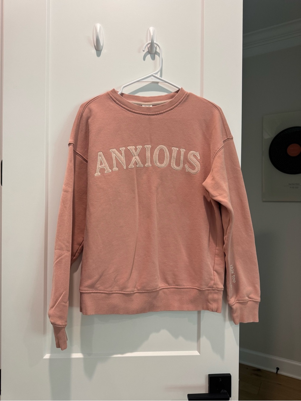 ANXIOUS Crewneck Sweatshirt in Dusty Rose